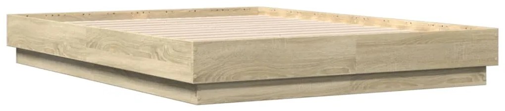 Estrutura de cama com luzes LED 140x190 cm carvalho sonoma