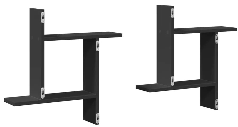 Prateleiras de parede 2 pcs 50x12x50 cm derivados madeira preto