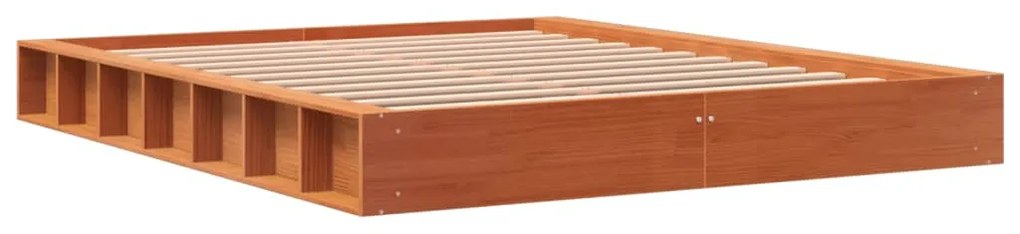 Cama sem colchão 150x200 cm madeira pinho maciça castanho-mel