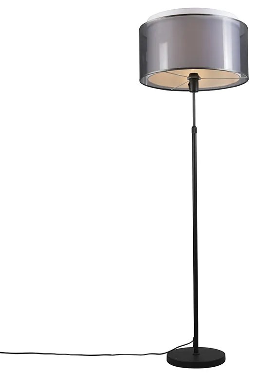 Candeeiro de pé preto com abajur preto/branco 47 cm ajustável - Parte Design,Moderno