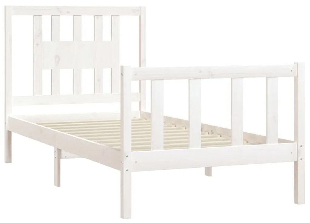 Estrutura de cama com cabeceira 90x200 cm pinho maciço branco