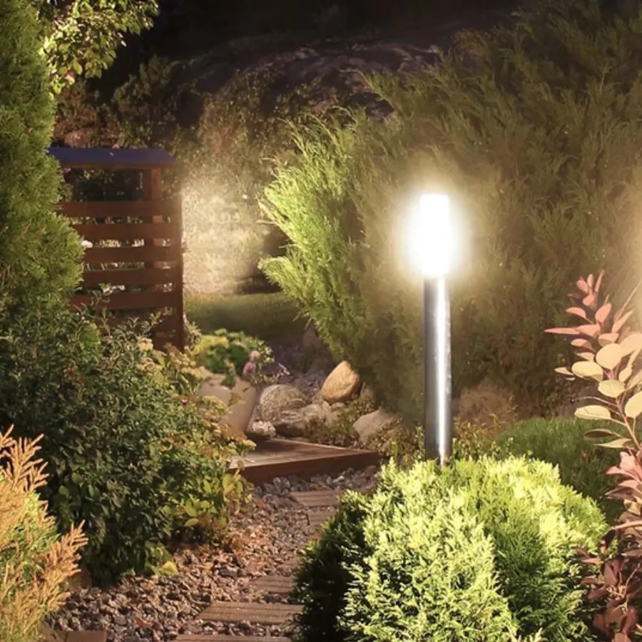 Candeeiro de caminho Ivy em aço inoxidável Ø7,6 x 100 cm Prateado