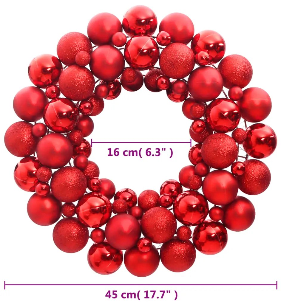 Guirlanda de Natal 45 cm poliestireno vermelho