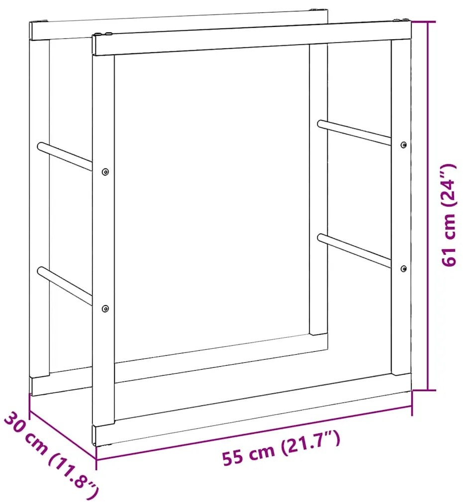 Suporte para lenha 55x30x61 cm aço preto