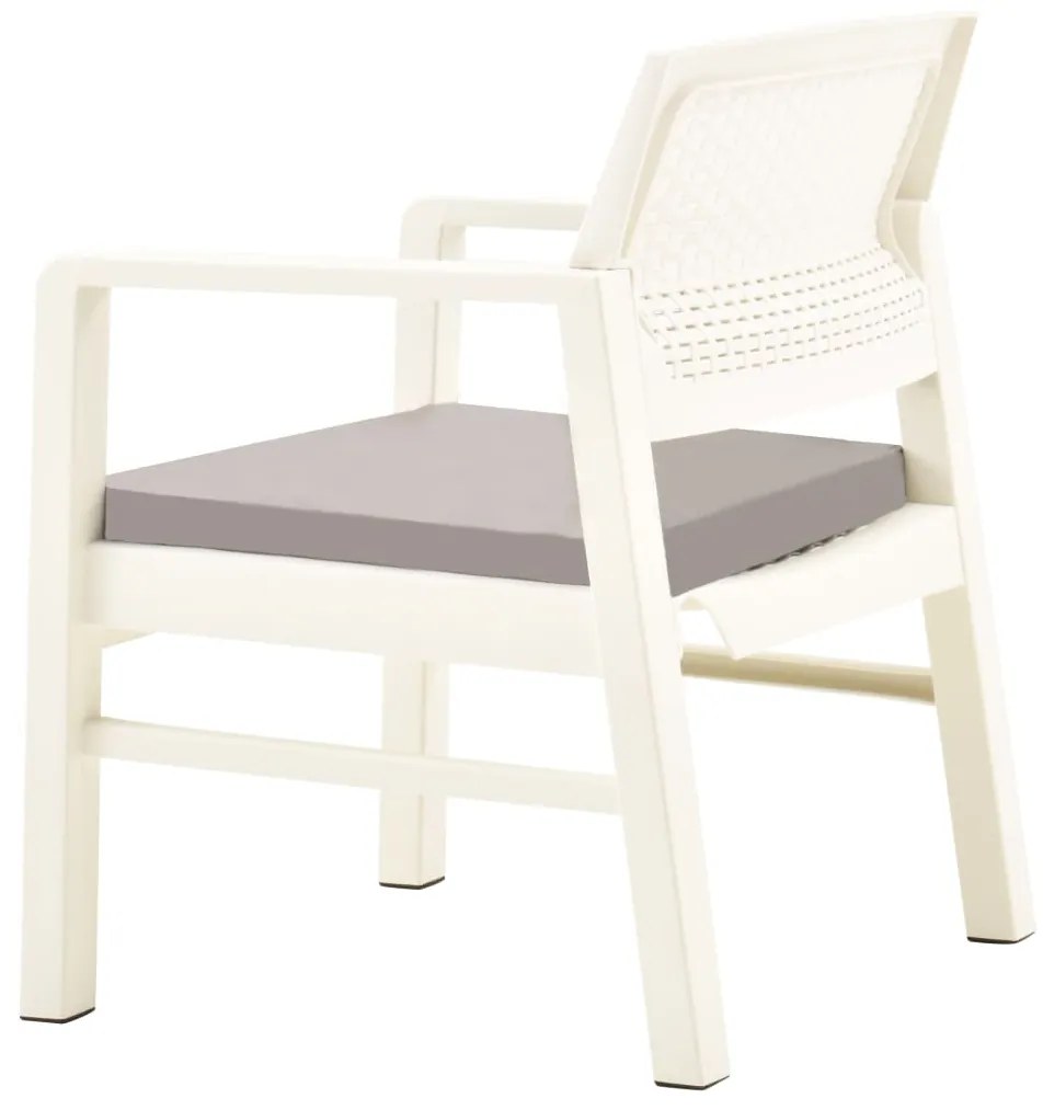 Conjunto lounge para jardim 3 pcs plástico branco