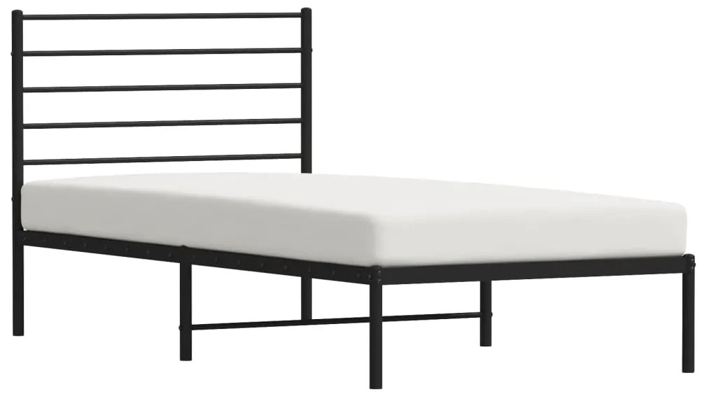 Estrutura de cama com cabeceira 100x200 cm metal preto