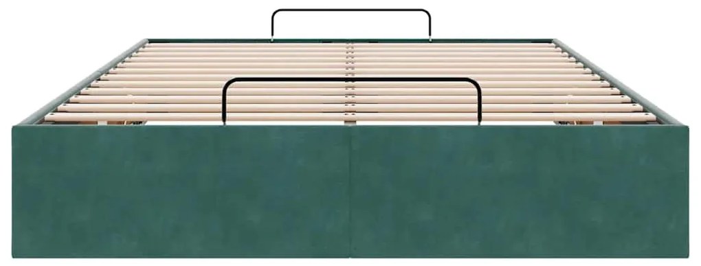 Ottoman Bed Frame Sem Colchão Verde Escuro 120x190 cm Veludo