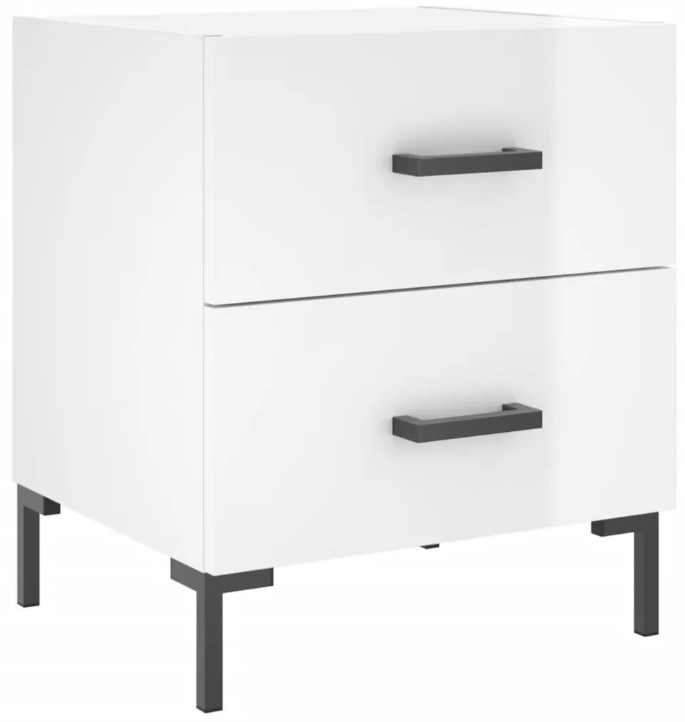 Mesas de cabeceira 2pcs derivados de madeira branco brilhante