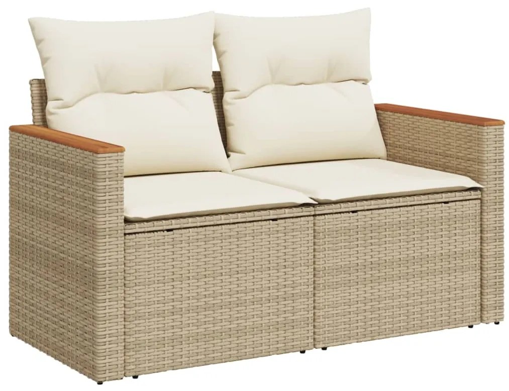 10 pcs conjunto de sofás p/ jardim com almofadões vime PE bege