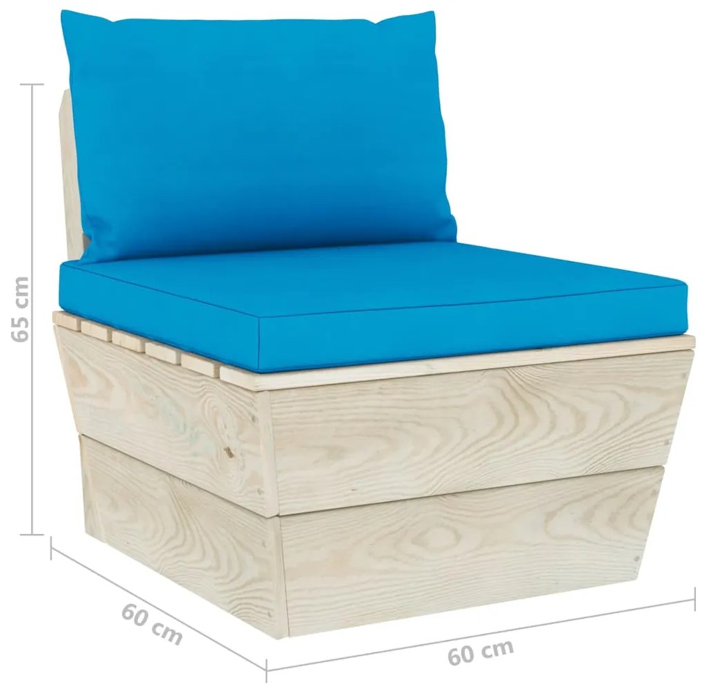 6 pcs conjunto lounge de paletes + almofadões madeira de abeto