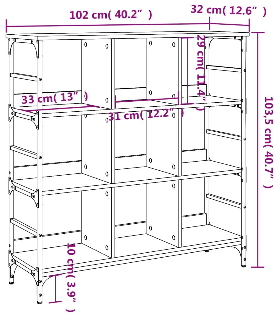 Aparador 102x32x103,5 cm derivados de madeira cinzento sonoma