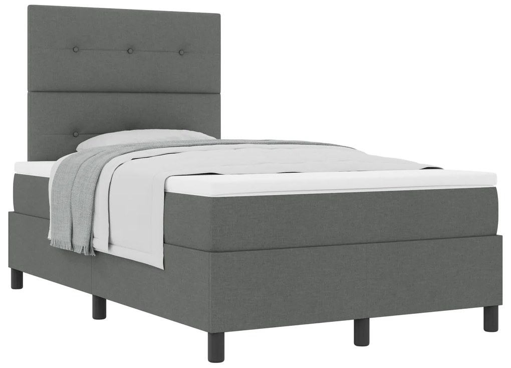 Cama Box Spring com Colchão Cinza Escuro 120x200 cm Tecido