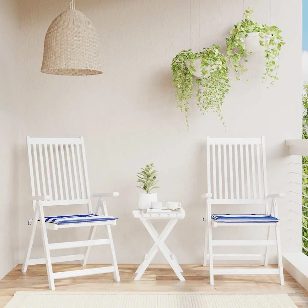 Almofadões p/ cadeira 2pcs 50x50x4 cm tecido riscas azul/branco