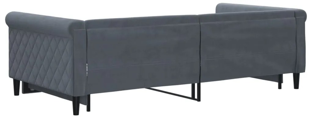 Sofá-cama com gavetão 100x200 cm veludo cinzento-escuro