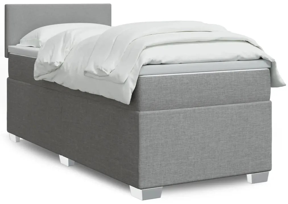 Cama com molas/colchão 90x190 cm tecido cinzento-claro