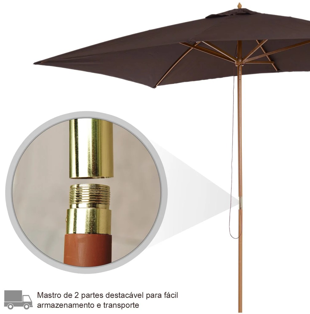Chapéu de Sol de Jardim com Sistema de Polia Teto Ventilado e Mastro d