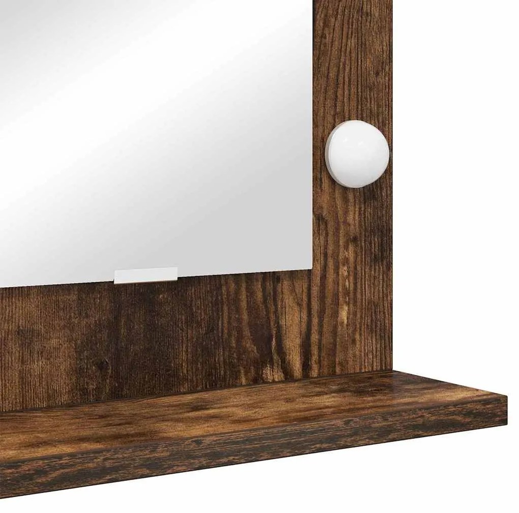 Espelho de Maquilhagem com Luzes LED Carvalho Fumado 100x45x18 cm