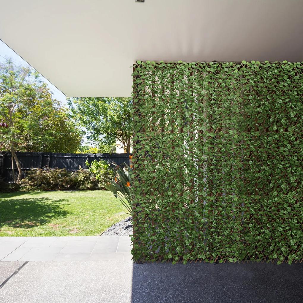 3 Coberturas Artificiais com Falsas Folhas de Hera Retrácteis Expandindo a Decoração da Cerca de Privacidade Pátio Jardim Verde 255 x 79 cm