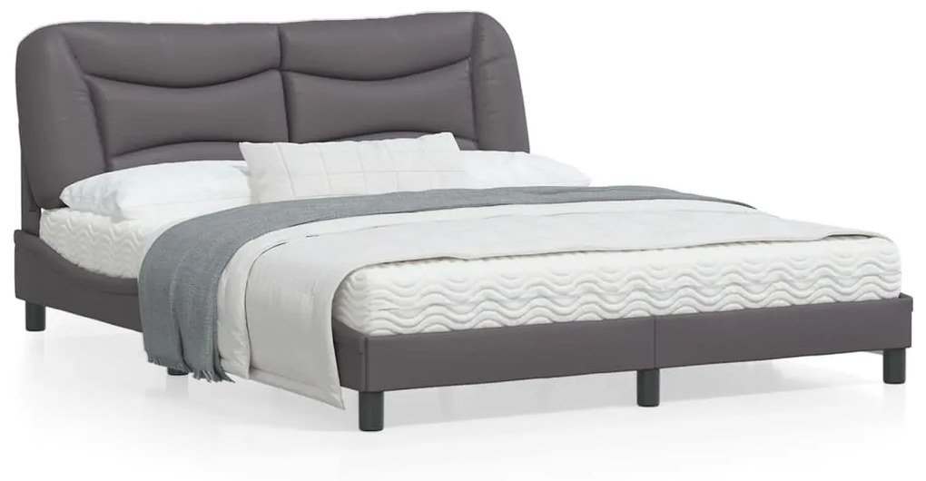 vidaXL Estrutura cama c/ cabeceira couro artificial 160x200cm cinzento