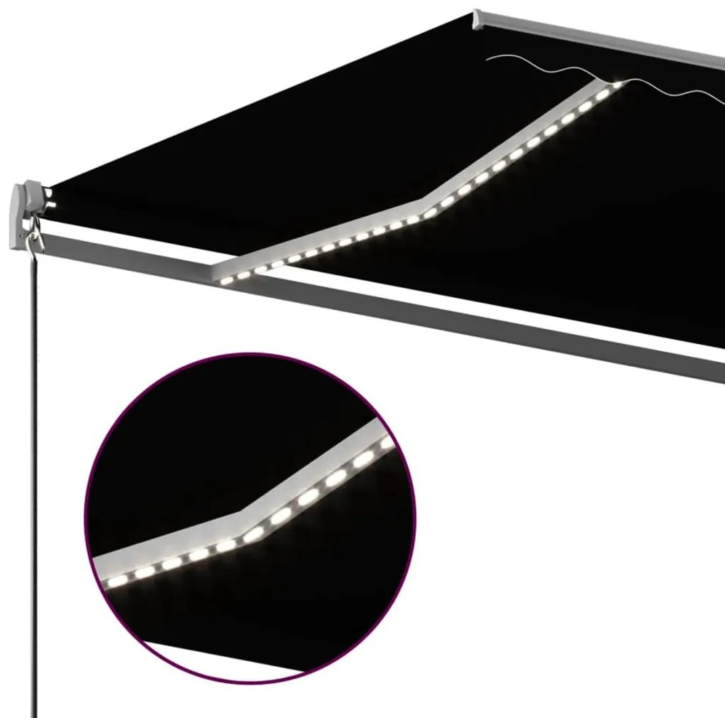 Toldo automático c/ LED e sensor de vento 6x3,5 m antracite