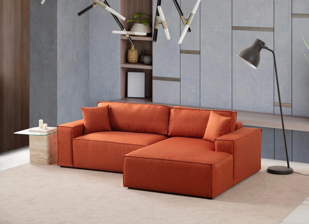 Sofá-Cama de Canto Pırlo – Laranja – 260 cm x 78 cm x 170 cm