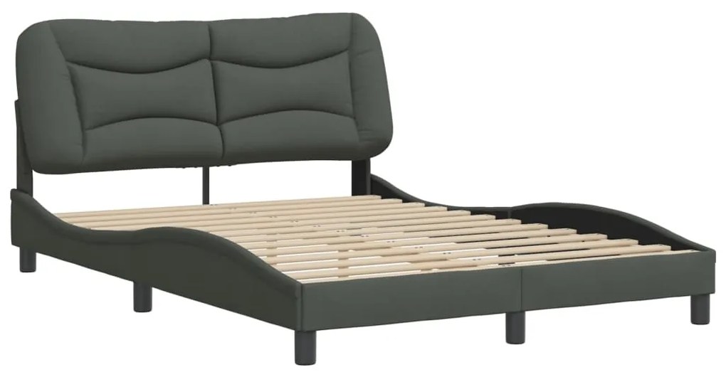 Estrutura de cama sem colchão 140x190 cm tecido cinzento-escuro