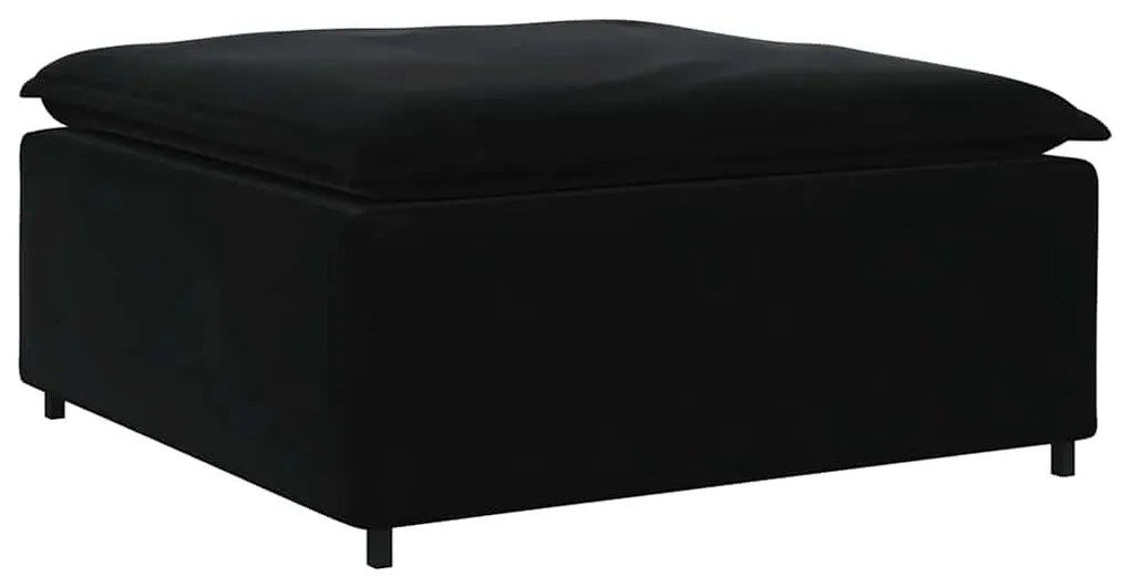 Sofá modular com pufes e almofadas veludo preto