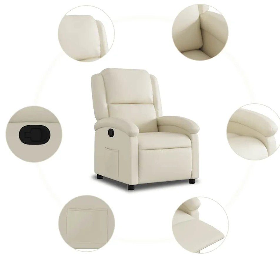 Poltrona reclinável couro artificial cor creme