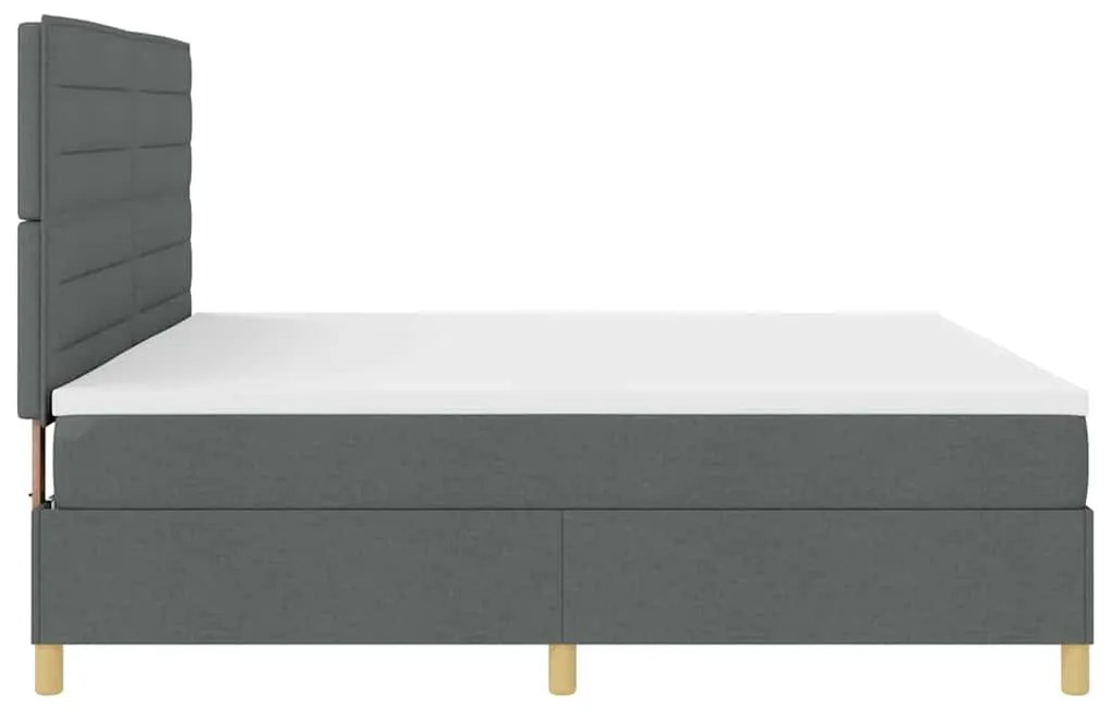 Cama Box com Colchão e LED Cinza Escuro 200x200 cm Tecido