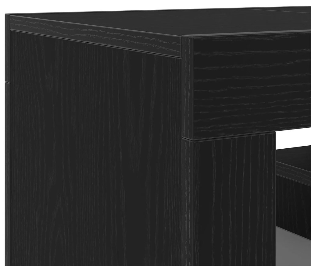 Rack de TV vidaXL com Luzes LED Carvalho Preto 120x35x40 cm