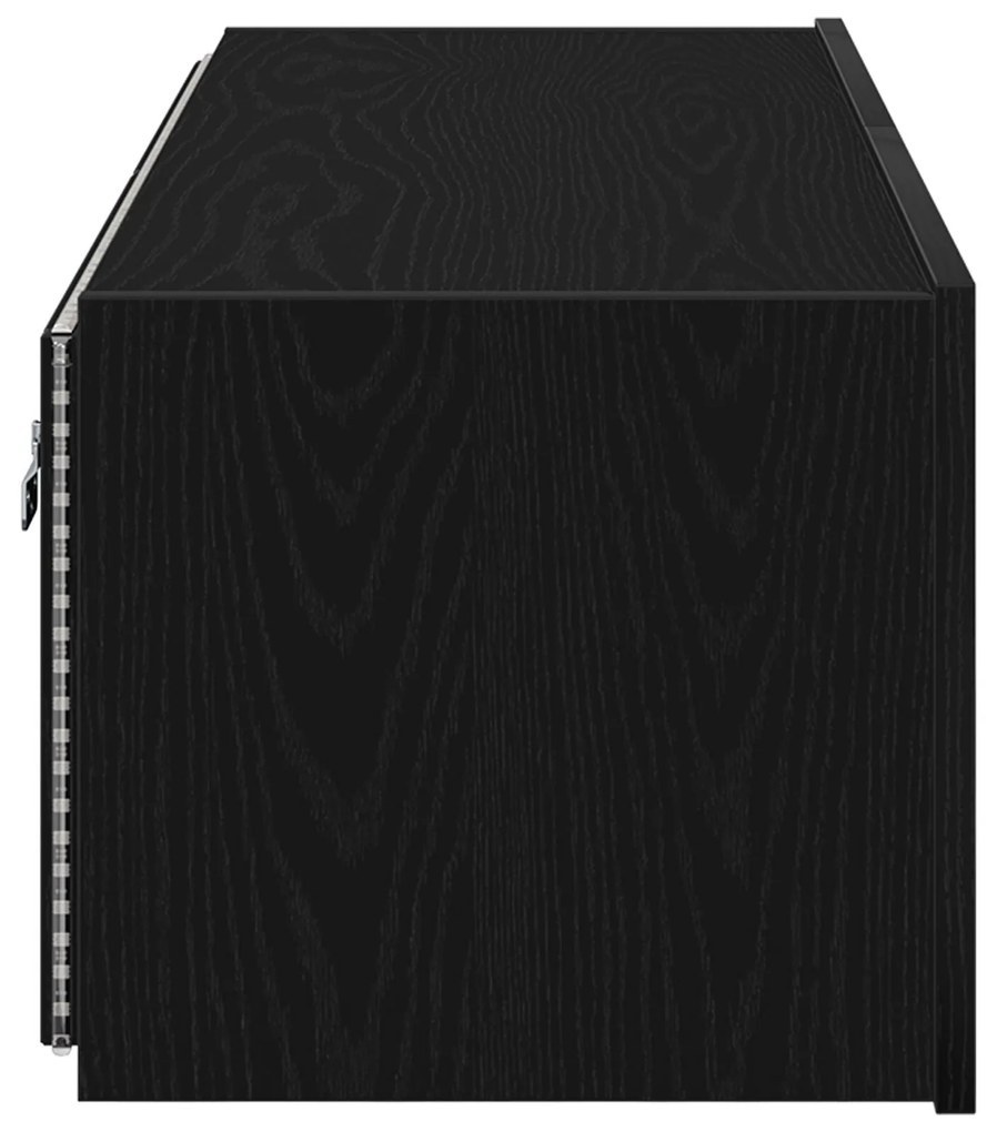 Armário de TV vidaXL com Luzes LED Carvalho Preto 100x35x31 cm