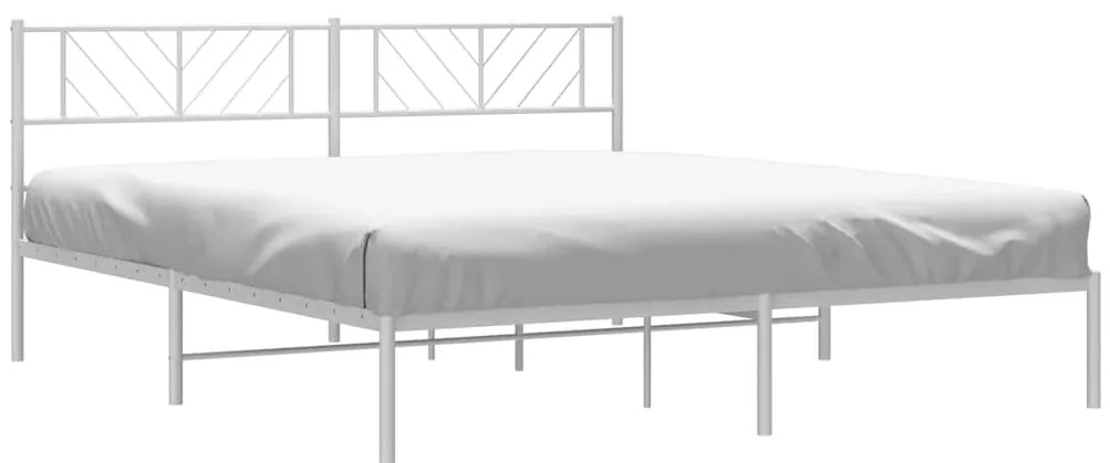 Estrutura de cama com cabeceira 193x203 cm metal branco