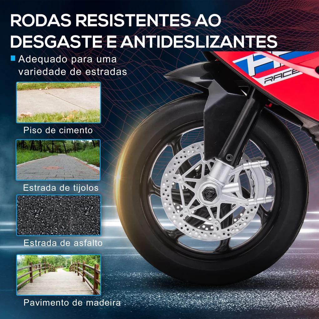 Homcom - Mota elétrica bateria desenho Polícia com rodas de equilíbrio, MOTOS