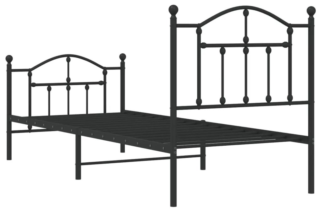Estrutura de cama com cabeceira e pés 80x200 cm metal preto