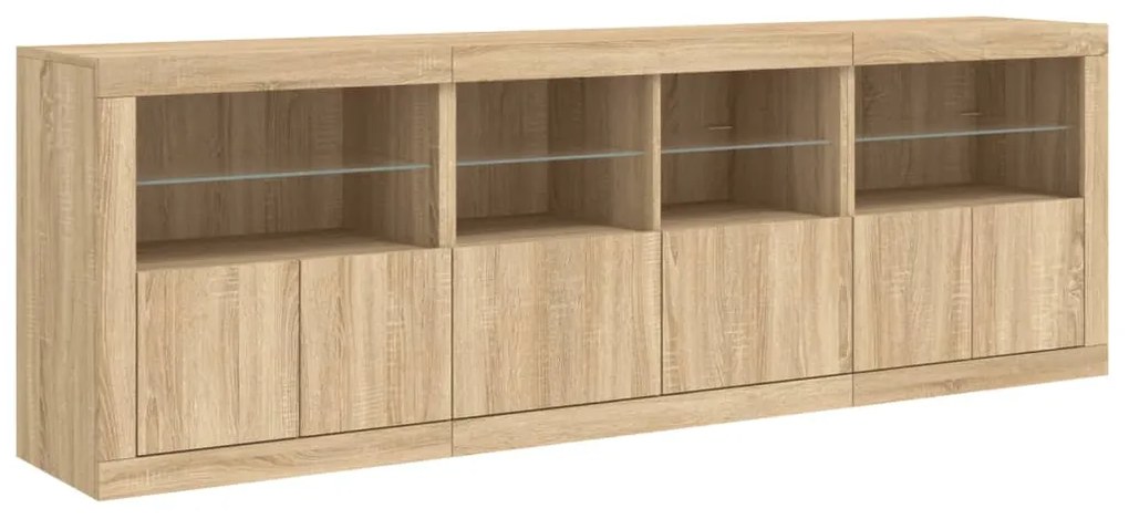 Aparador com luzes LED 202x37x67 cm carvalho sonoma
