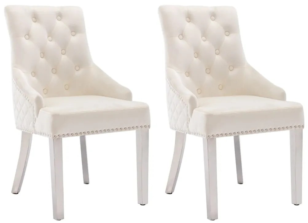 vidaXL Cadeiras de jantar 2 pcs veludo cor creme