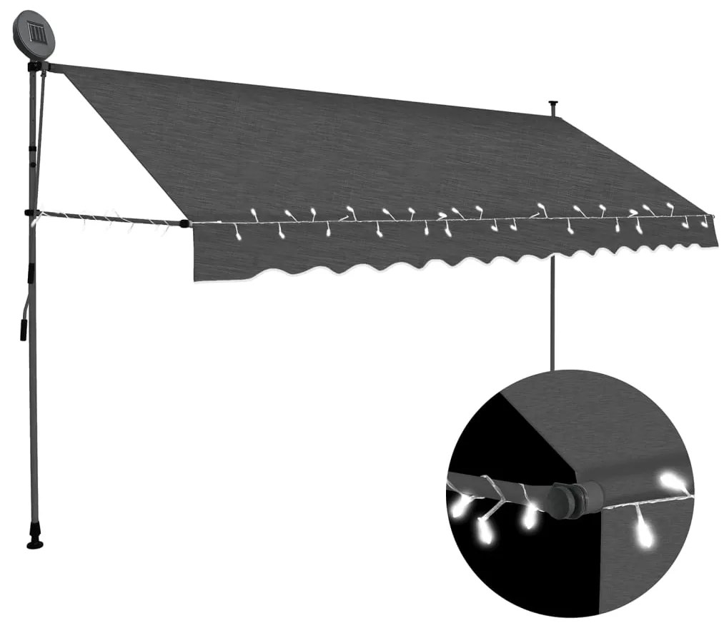 Toldo retrátil manual com LED 400 cm antracite