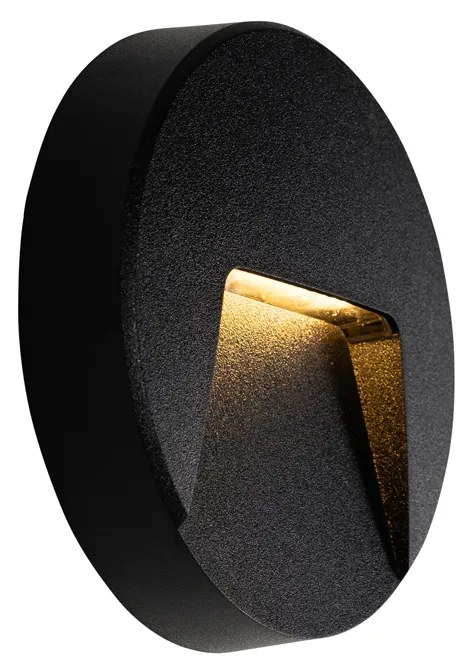 Conjunto de 2 Candeeiros de Parede Redondos Pretos de Exterior com LED Integrado IP65 - Gem