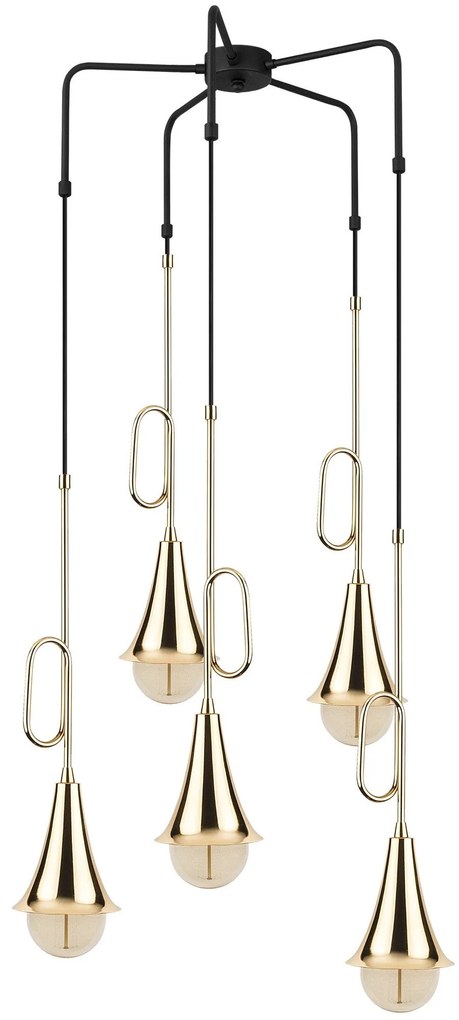 Chandelier Sarmal – Preto e Dourado – Diâmetro 55 cm, Altura 100 cm
