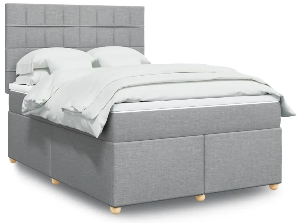 vidaXL Cama com molas/colchão 160x200 cm tecido cinzento-claro