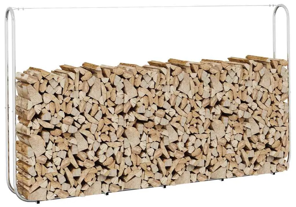 vidaXL Suporte para lenha 250x25x150 cm aço galvanizado