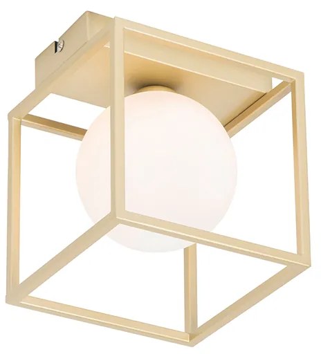 Candeeiro de teto design dourado com vidro branco - Aniek