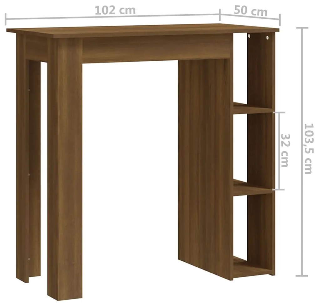 Mesa de bar c/ prateleiras derivados madeira carvalho castanho