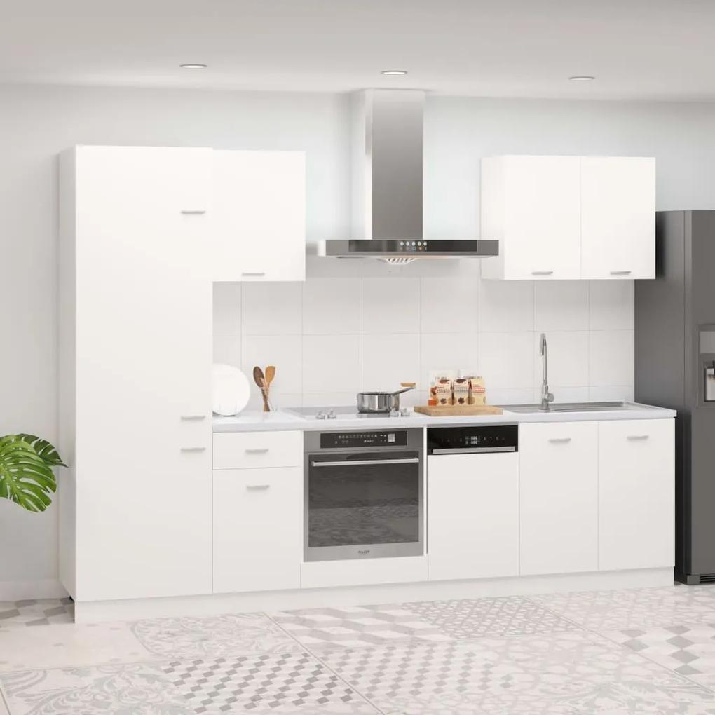 7 pcs conjunto armários de cozinha contraplacado branco