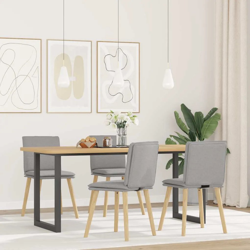 Cadeiras de jantar 4 pcs tecido cinza nuvem