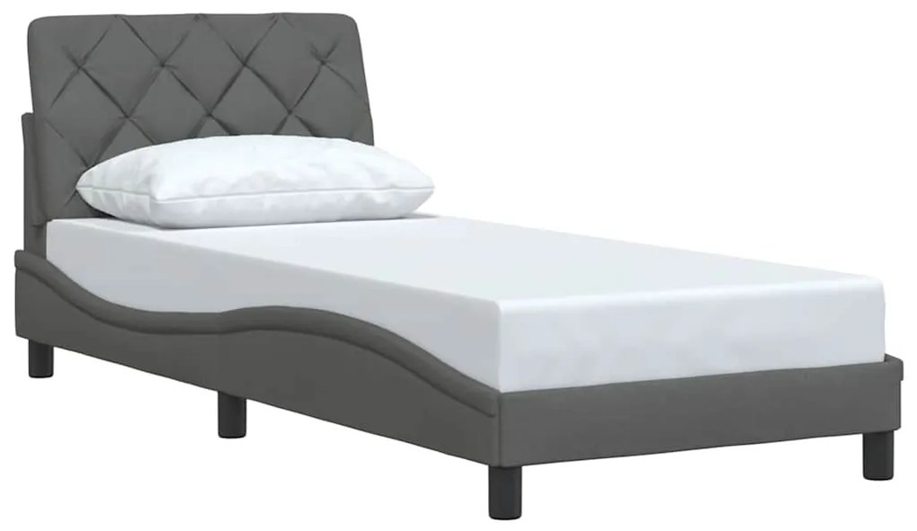 Estrutura de cama sem colchão 90x200 cm tecido cinzento-escuro