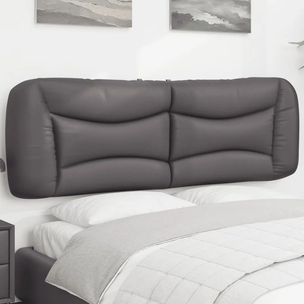 vidaXL Almofadão de cabeceira 160 cm couro artificial cinzento
