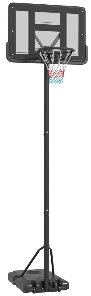 SPORTNOW Tabela de Basquetebol com Altura Ajustável 230-305 cm para Piscina com Rodas e Base Preenchível 110x75x195-370 cm Preto | Aosom Portugal