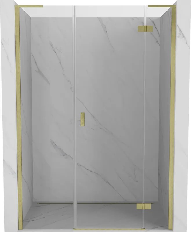 Mexen Mist-H L porta de duche de abertura direita 145 cm, transparente, dourado escovado - 8A5L-145-001-55-00-P