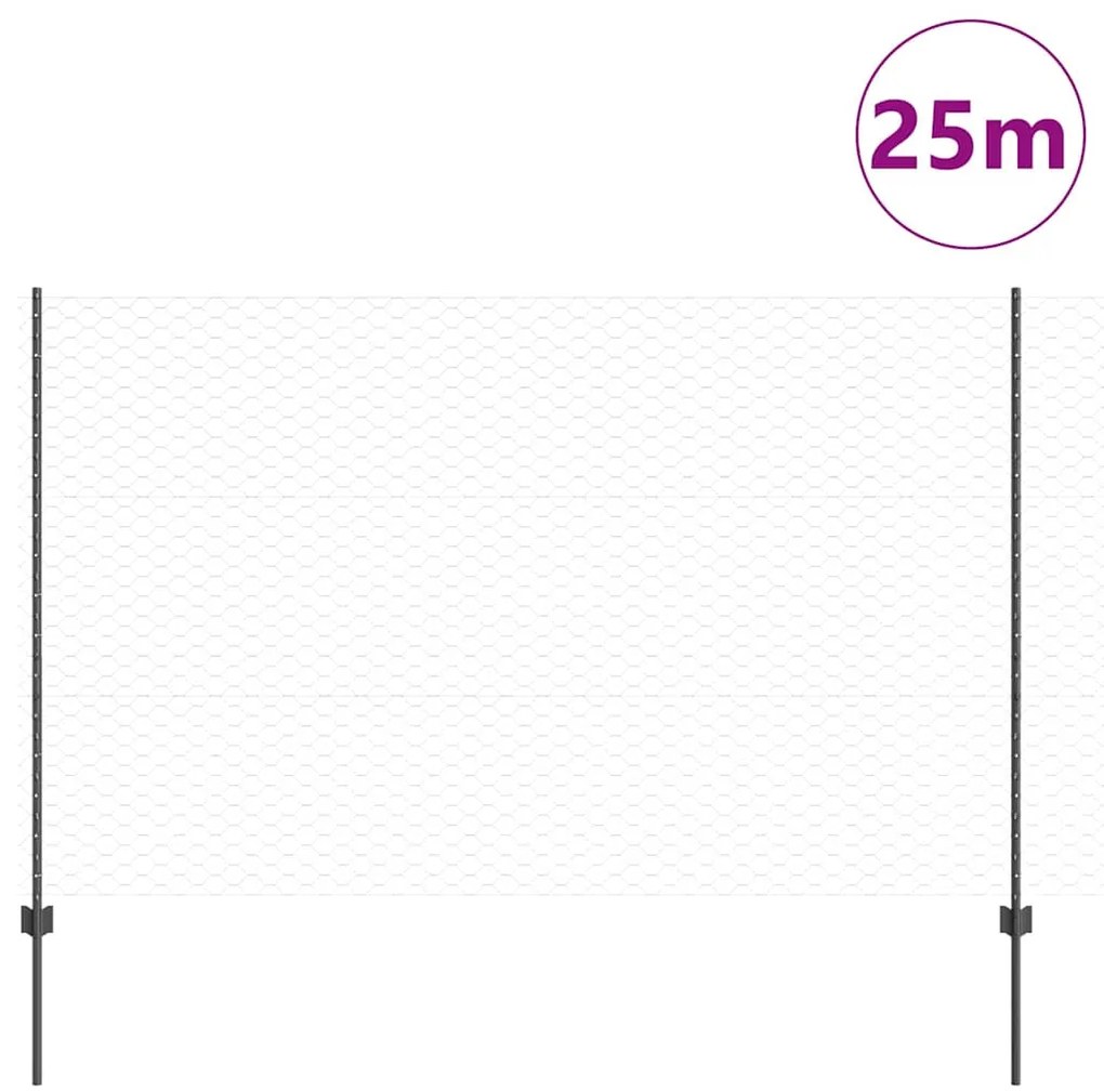 Conjunto de Cerca Conjunto de 2 Cinza Metal 25 x 1.5 m Robusto